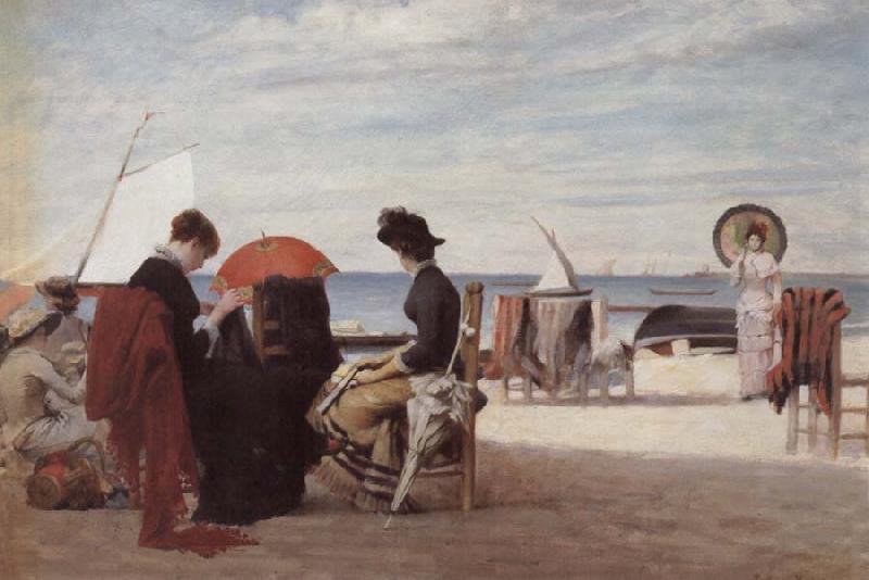 Jules Aviat Beach Scene,Trouville